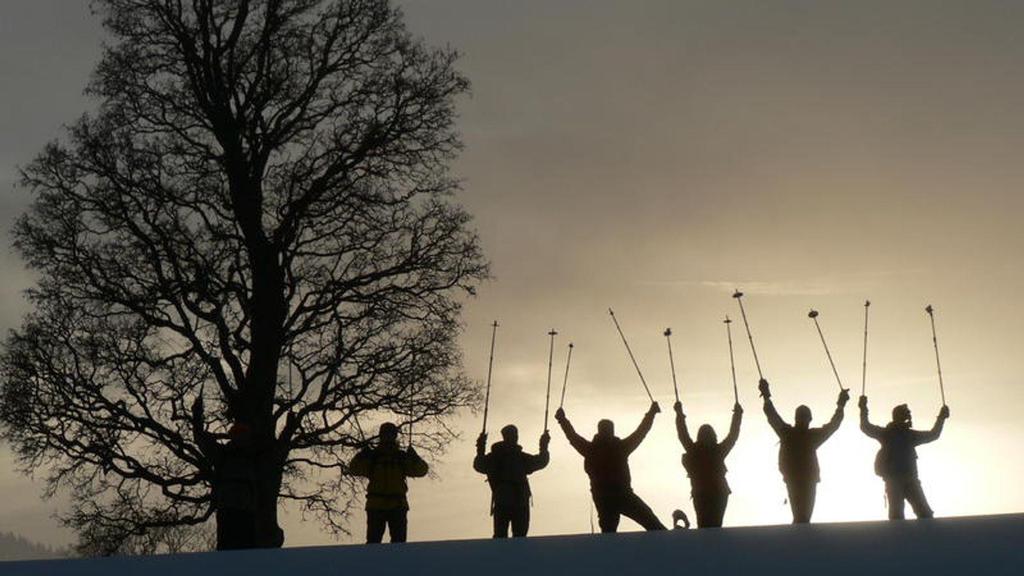 Gruppe von Schneeschuhwanderern