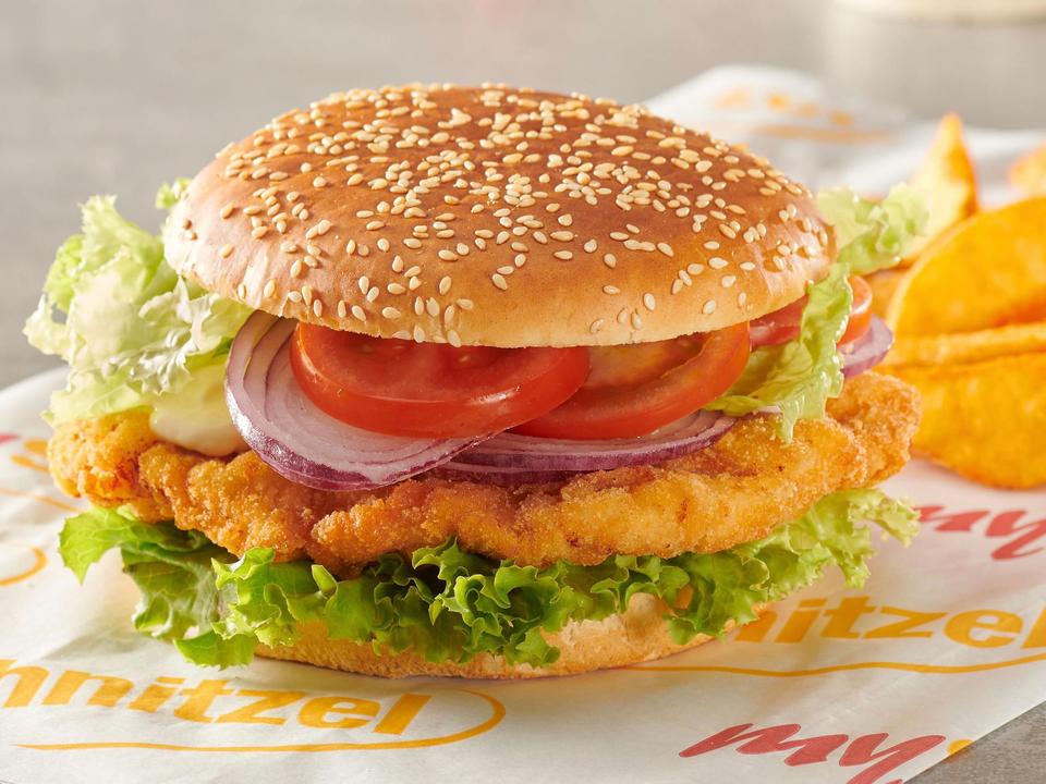 Schnitzelburger mit Beilagen