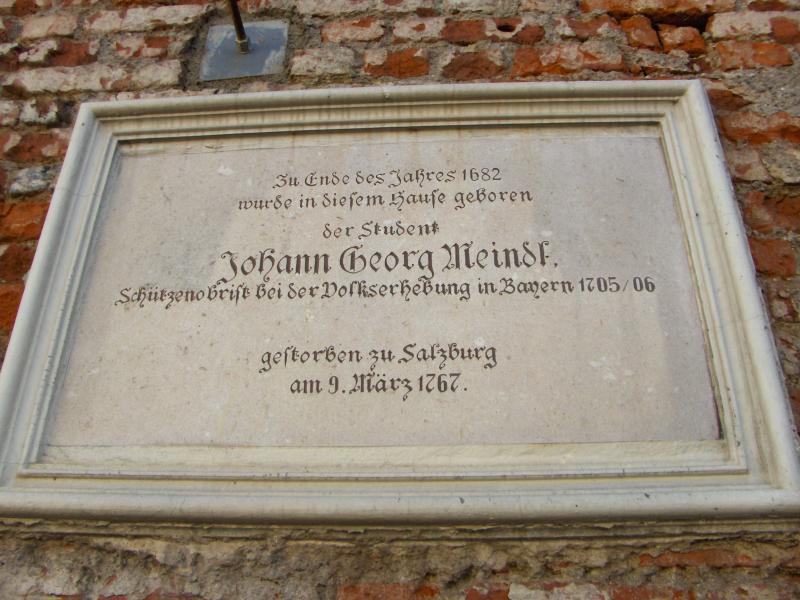 Gedenktafel Johann Georg Meindl am Gasthaus Zillner