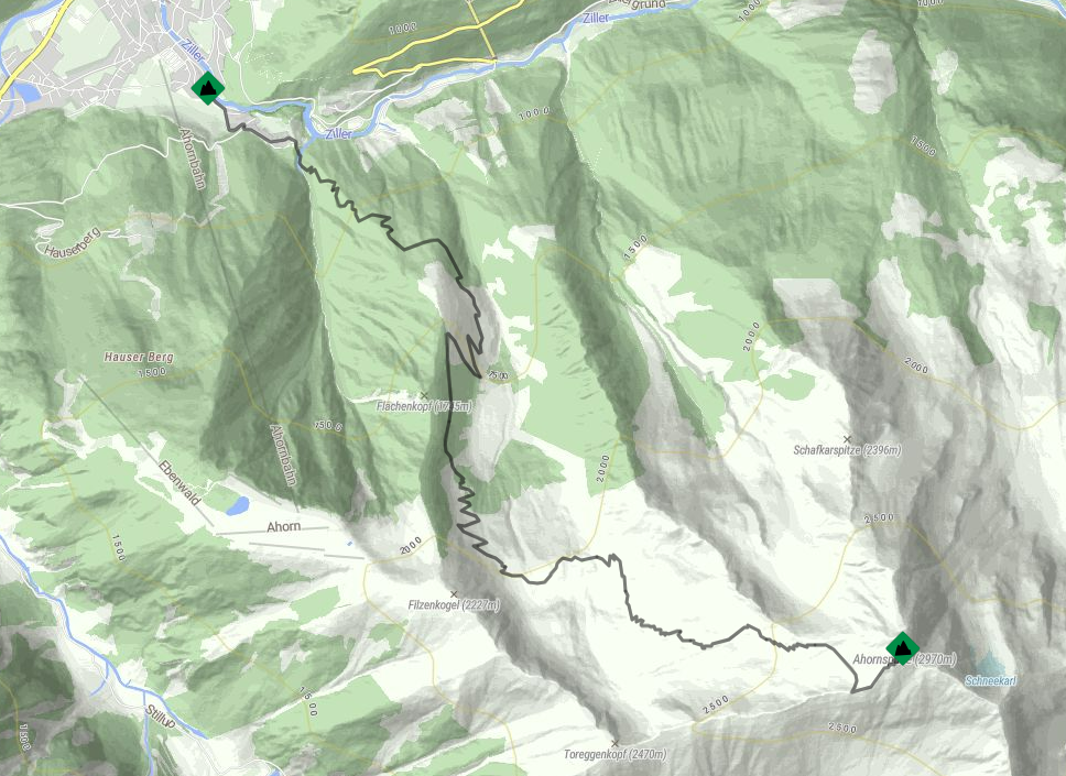 Gipfelwanderung Mayrhofen Ahornbahn Talstation - Ahornspitze