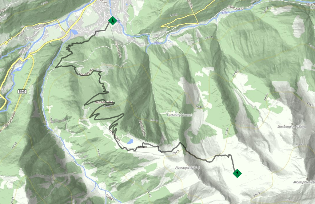 Hüttenwanderung Mayrhofen Ahornbahn Talstation - Edelhütte